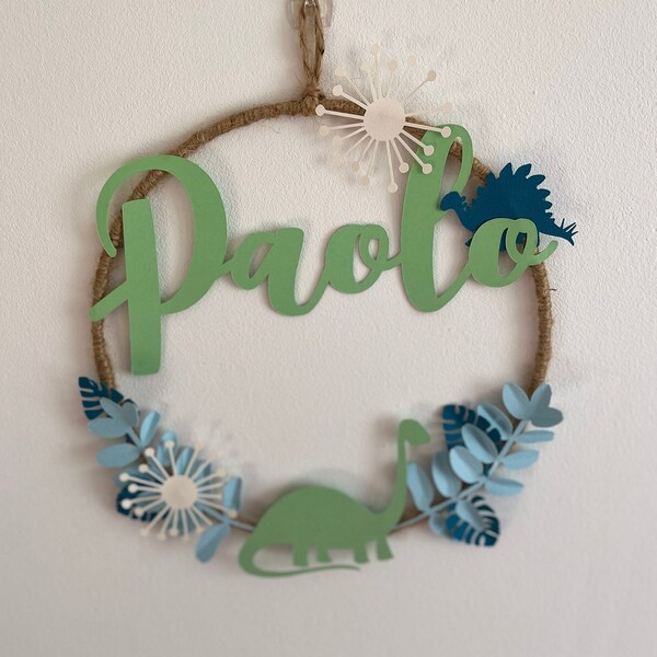 wall decoration - crown - bedroom decoration - birthday - dinosaur - first name - personal- water green