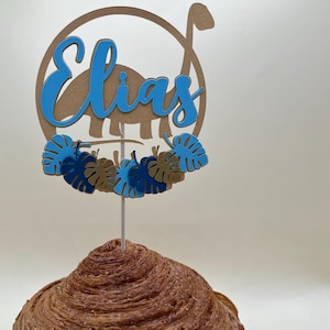 Decorazione per torta con nome a scelta dinosauro - Cake topper - giungla - personalizzato - nome - maschio