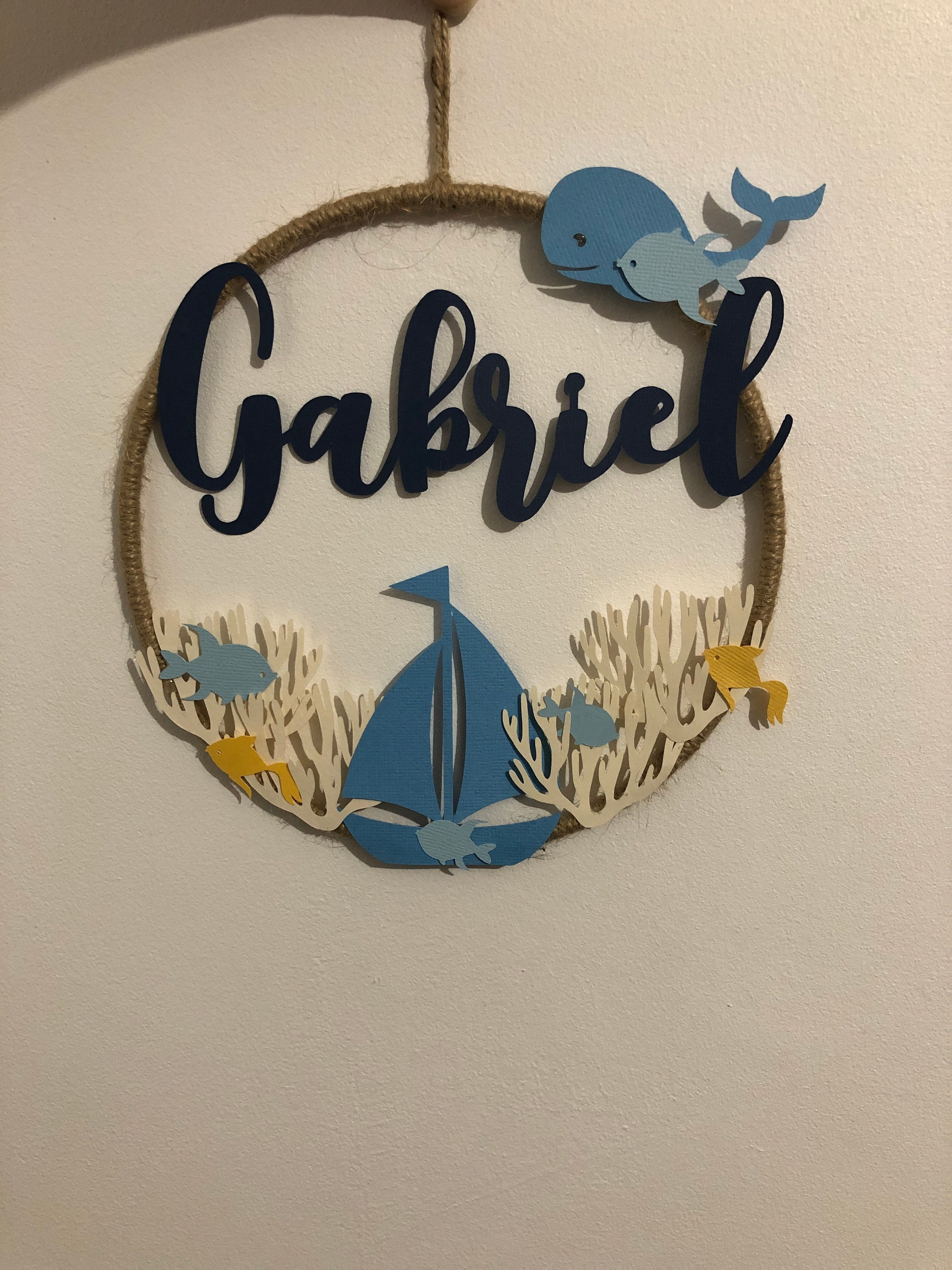 Lot De 2 Décorations Murales Poisson En Bois - Style Côtière Nautique Bleu Et Blanc Pour Maison