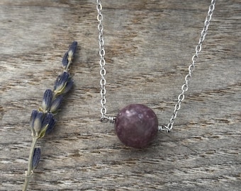 dainty lepidolite necklace