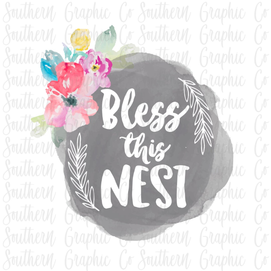 Bless This Nest Floral Clipart PNG, Instant Download, Clipart ...
