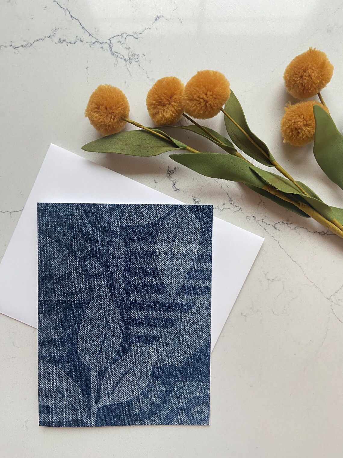 Denim Block Print Note Card Collection, Set of 6 Blank Cards - Etsy