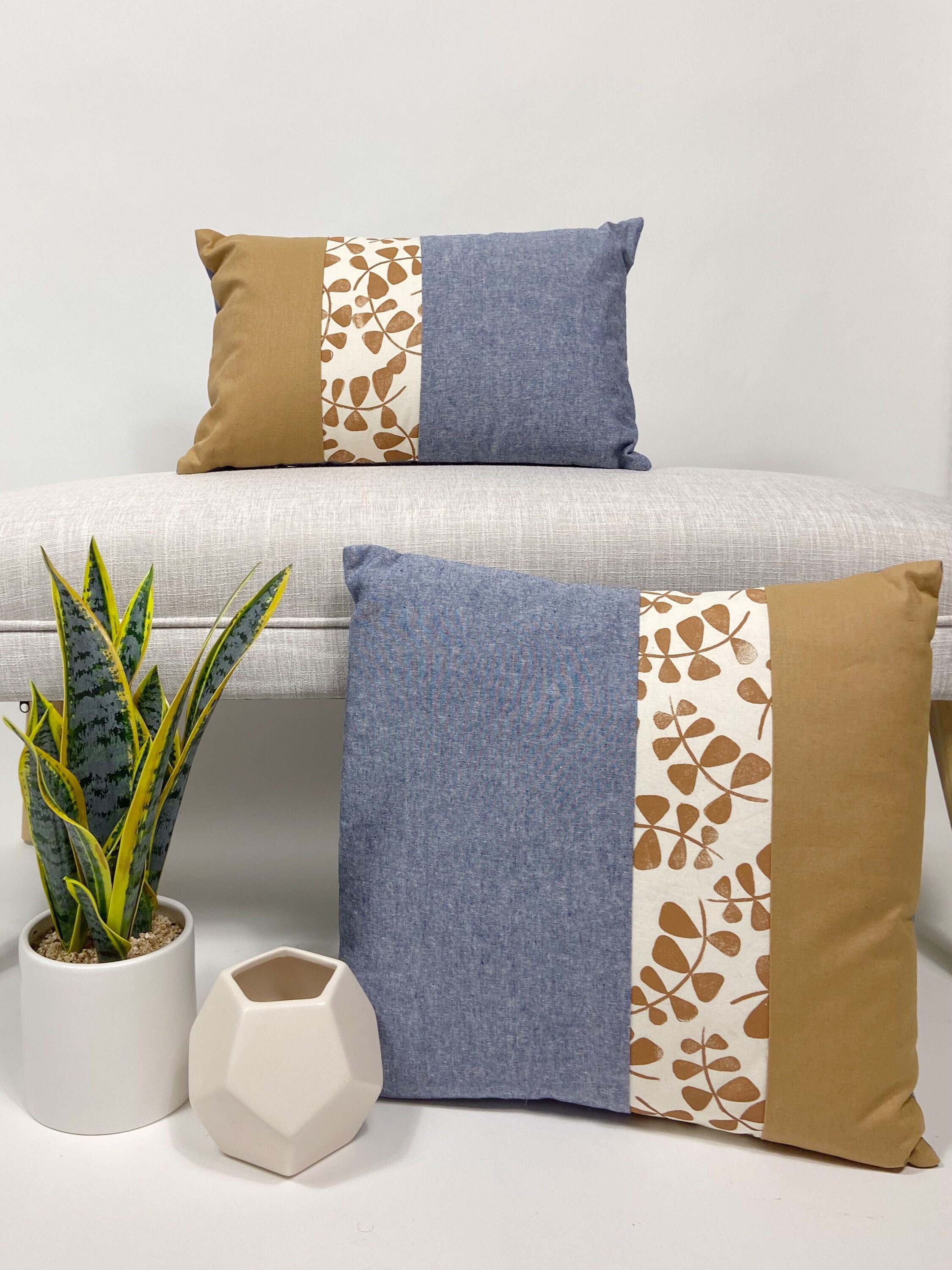 18 x 18 block printed pillow cover accent pillow color block Etsy