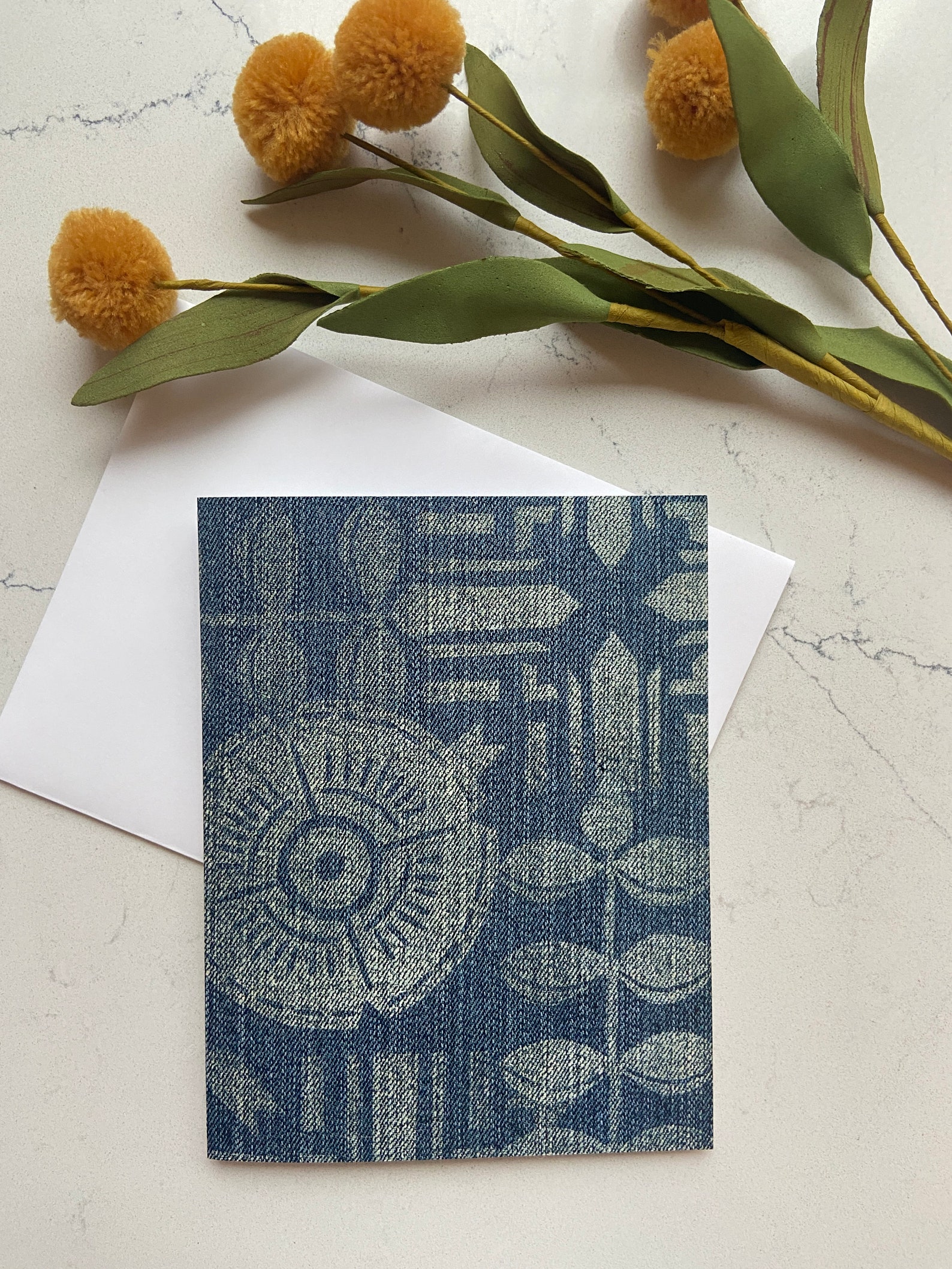 Denim Block Print Note Card Collection, Set of 6 Blank Cards - Etsy