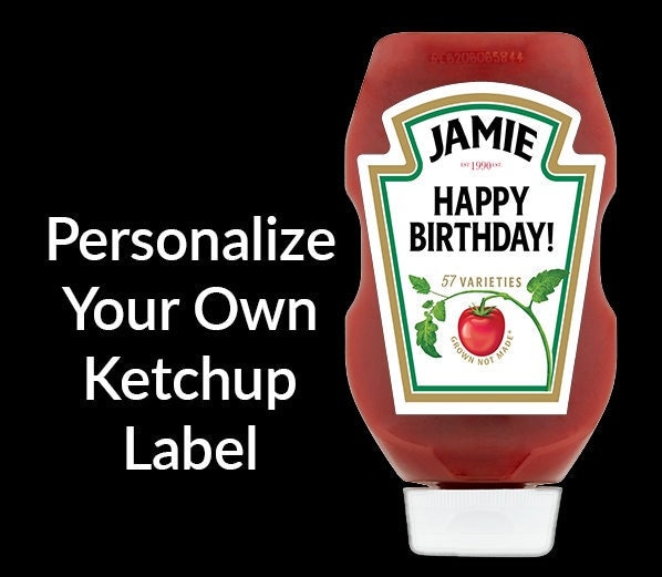 PRINTED or DIGITAL Personalized Custom Ketchup/Tomato Sauce Label Sticker | Celebration/Birthday/Wedding/Engagement/All Occasion