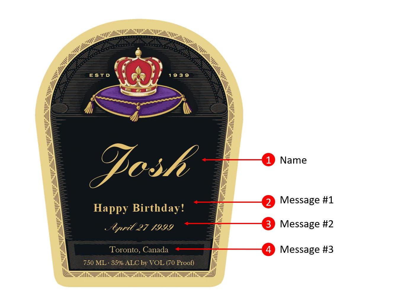 PRINTED or DIGITAL Personalized Custom Crown Whiskey Label Sticker ...