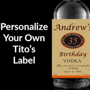 Étiquette personnalisée Tito personnalisée NUMÉRIQUE ou IMPRIMÉE | étiquette vodka anniversaire, proposition de garçons d'honneur, cadeau fête des pères, étiquette vodka