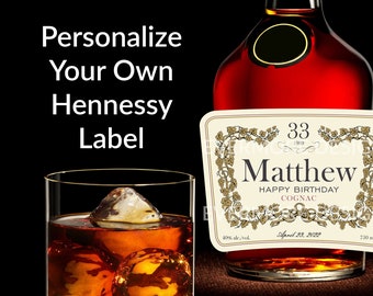 PRINTED or DIGITAL Personalized Custom Cognac Label Sticker | birthday cognac label, groomsmen proposal, father's day gift, brandy label