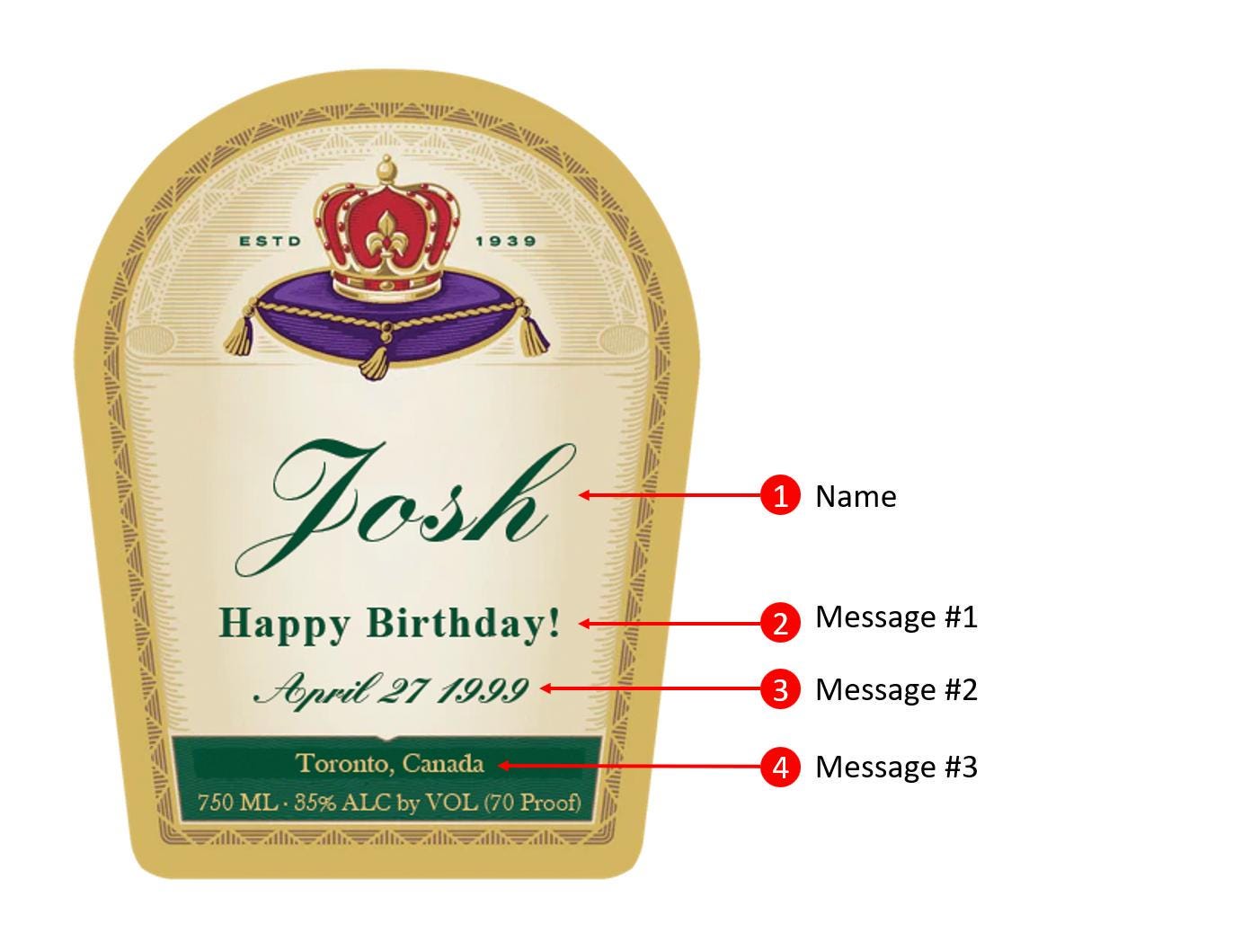 PRINTED or DIGITAL Personalized Custom Crown Whiskey Label Sticker ...