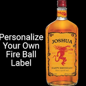 IMPRIMÉE ou NUMÉRIQUE autocollant personnalisé d'étiquette de feu | étiquette anniversaire cognac, proposition de garçons d'honneur, cadeau fête des pères, étiquette boule de feu