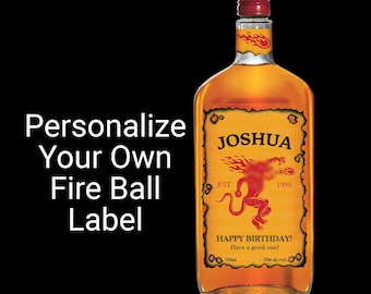 PRINTED or DIGITAL Personalized Custom Fire Label Sticker | birthday cognac label, groomsmen proposal, father's day gift, fire ball label