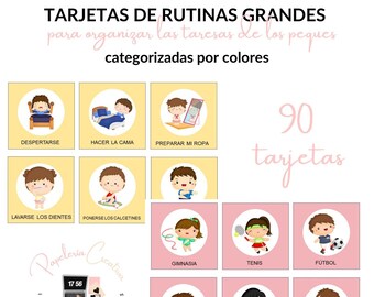 90 tarjetas de Rutinas Grandes, para Niños, PDF descarga directa, Imprimible, educación, Imprimible Educativo, descarga digital