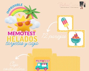 MEMOTEST game in PDF to print with ice cream themed commercial license. Instant download.