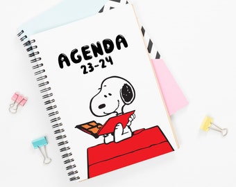 Agenda Escolar 2023-2024, Snoopy, PDF, lista para imprimir, licencia comercial de impresión, descarga inmeidata