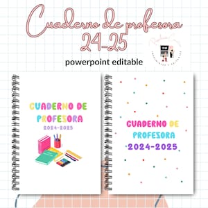 Cuaderno Profesora 24-25 tamaño A4 editable con Powerpoint, producto digital