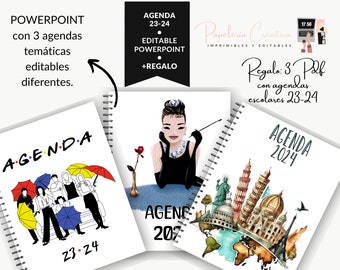 Editable 2024 themed agendas + gifts 3 pdf school agenda 23-24. Immediate download.