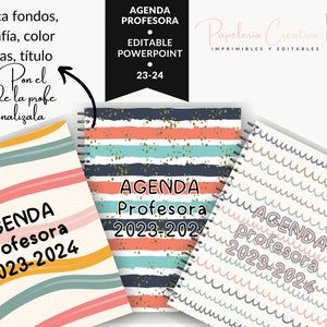 Agenda do Professor do curso 2023 2024 em A5, editável em Powerpoint com licença comercial para download imediato