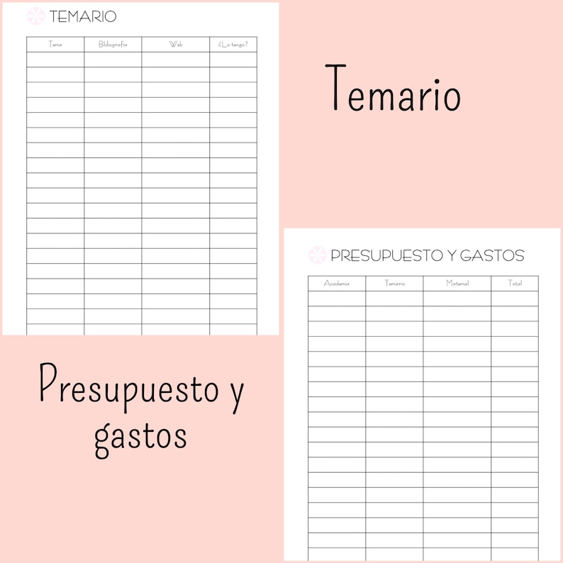 Agenda para opositora, editable, licencia comercial, powerpoint, tamaño A4, estudios, opositar imagen 4