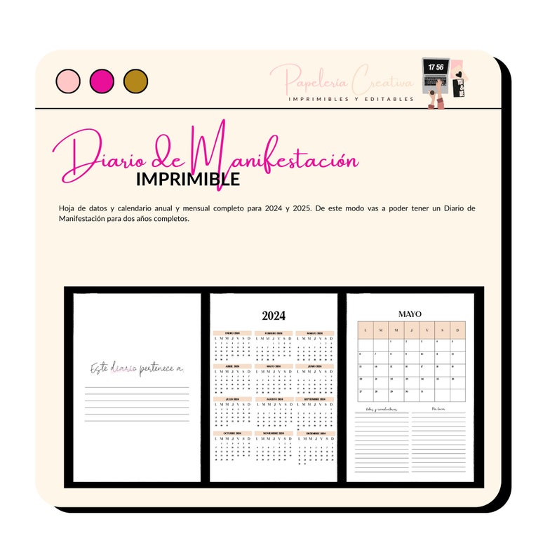 Manifestation Diary, PDF for immediate download in A4 size image 2