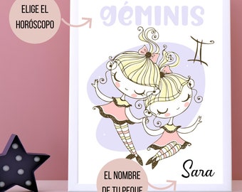 Lámina personalizada horóscopo infantil para imprimir decoración