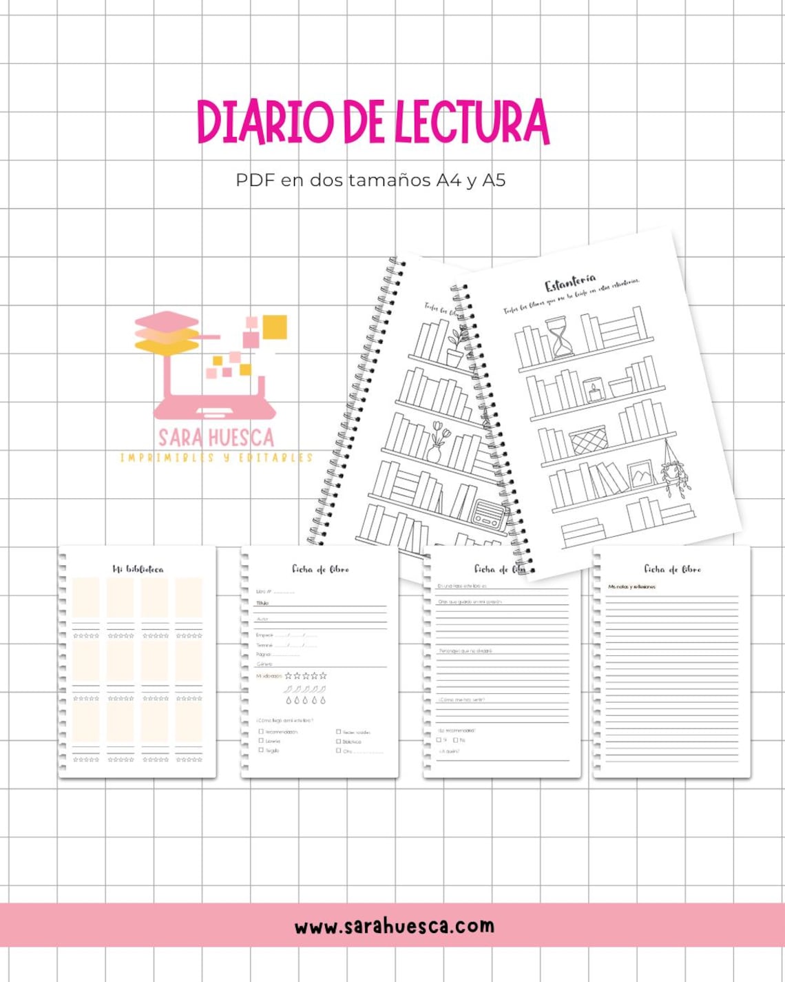 Diario de Lectura Imprimible PDF A4 y A5 | Reading Journal ...