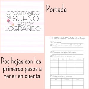 Agenda para opositora, editable, licencia comercial, powerpoint, tamaño A4, estudios, opositar imagen 2