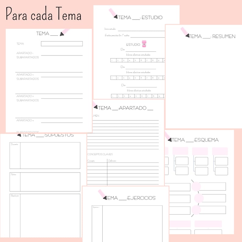 Agenda para opositora, editable, licencia comercial, powerpoint, tamaño A4, estudios, opositar imagen 6