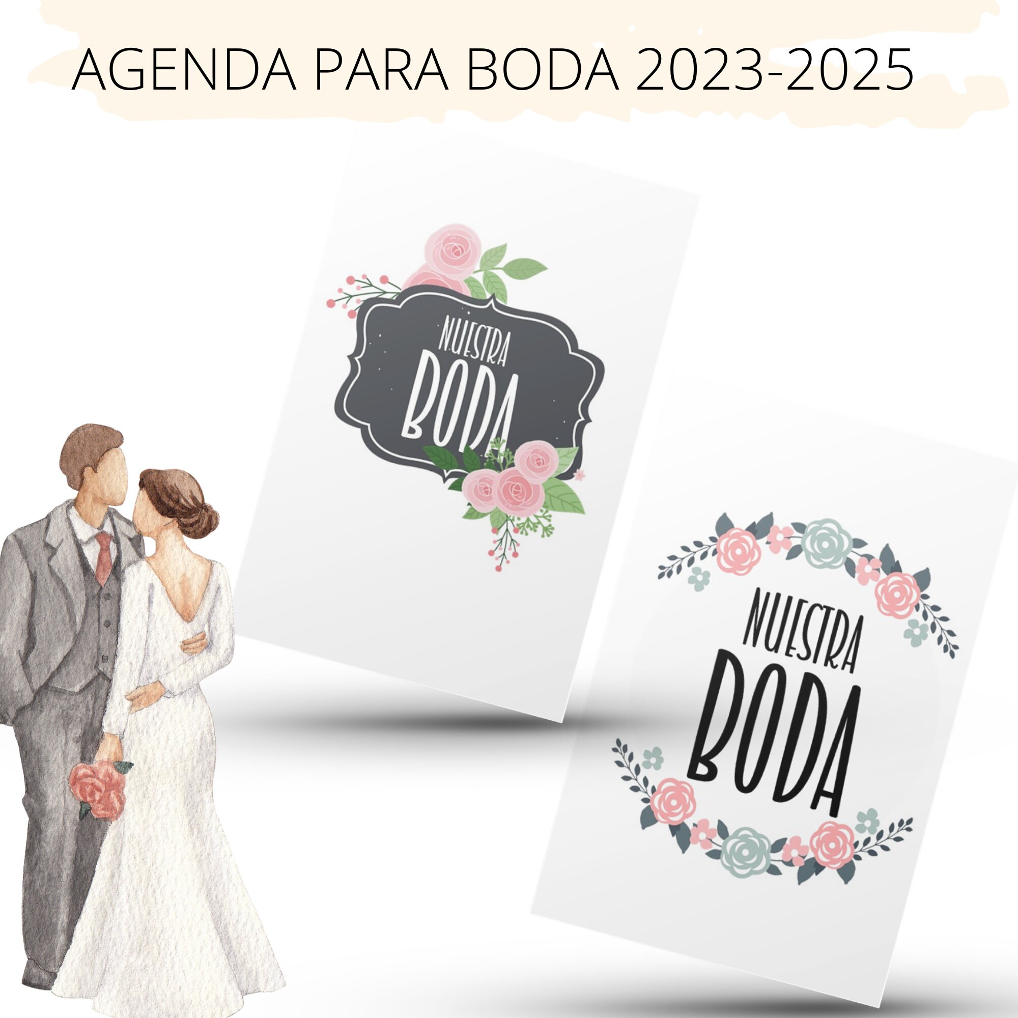 Nueva Agenda para Boda 20232025 editable con powerpoint y con licencia