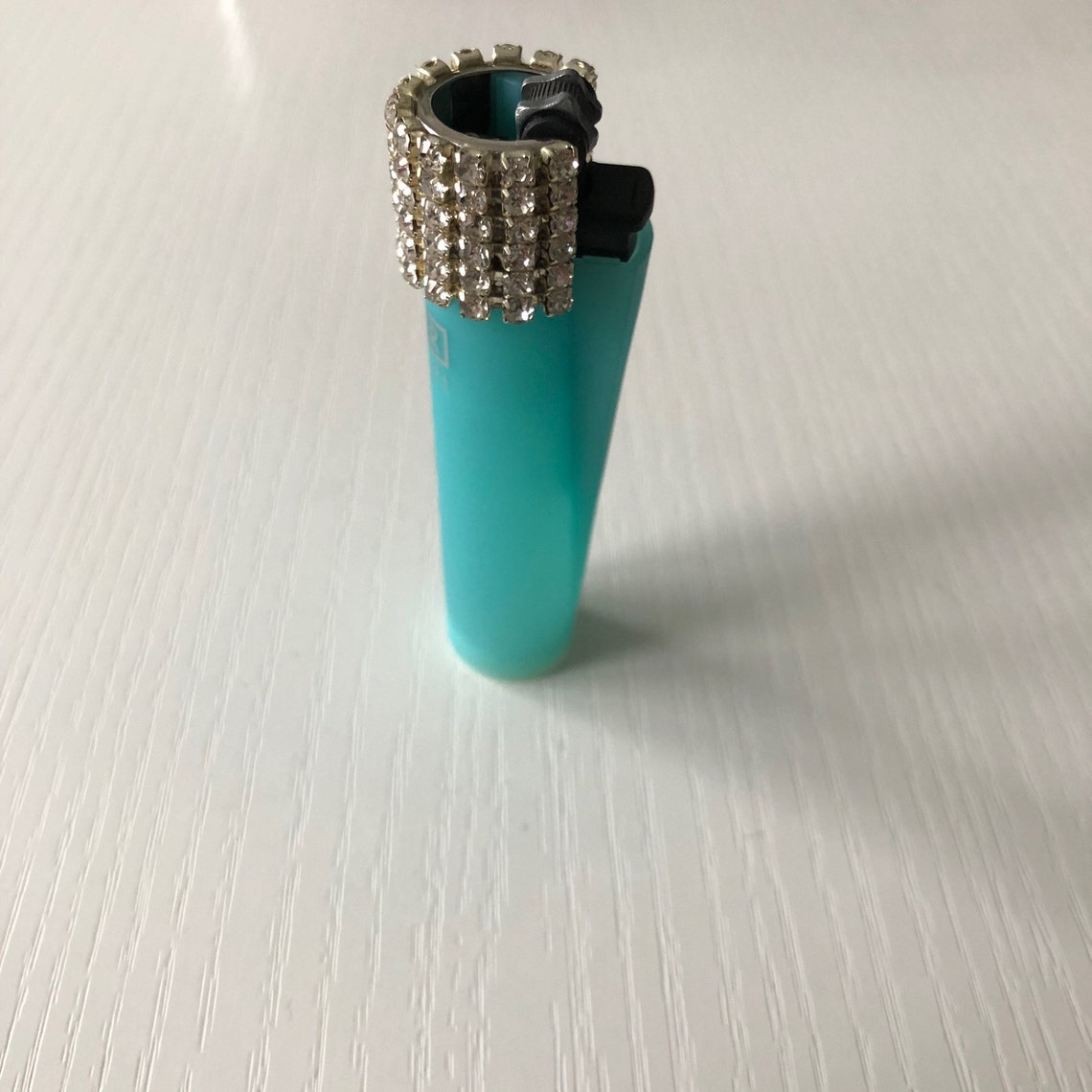 Blue Soft Touch Clipper Lighter With Rhinestone Chain Trim Etsy