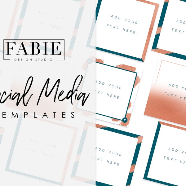 Instagram Templates–ROSE GOLD + TEAL, Instagram Designs, Social Media Post, Instagram Templates, Female Entrepreneurs. Boss Lady