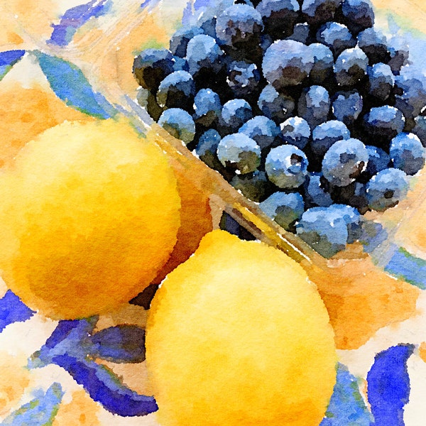 Lemons and Blueberries Card and Photograph