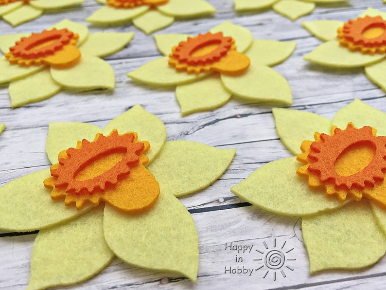 Felt Daffodil Laser Cut felt flowers for Spring decor and DIY Etsy