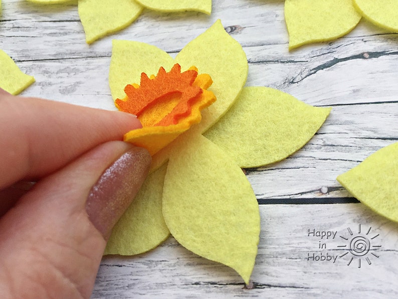 Felt Daffodil Laser Cut felt flowers for Spring decor and DIY Etsy