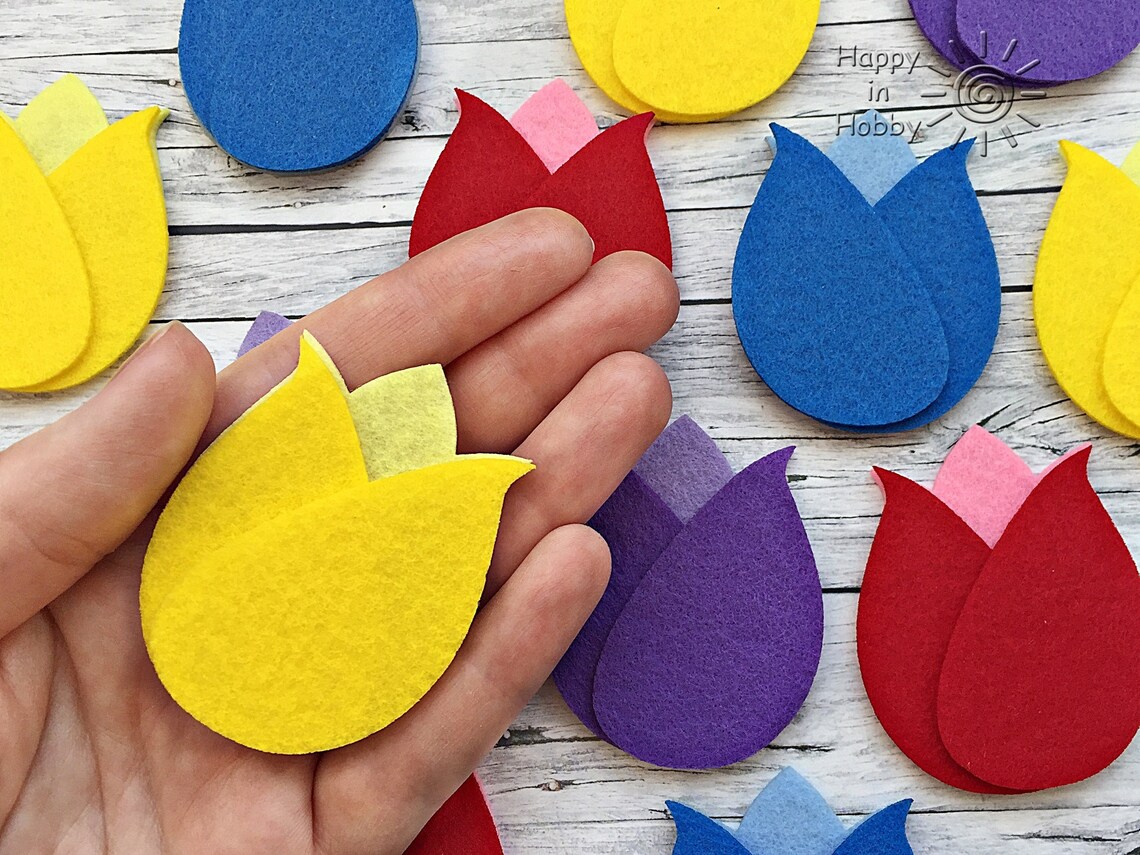 Felt Tulip Laser Cut felt flowers for Quiet book sewing and Etsy