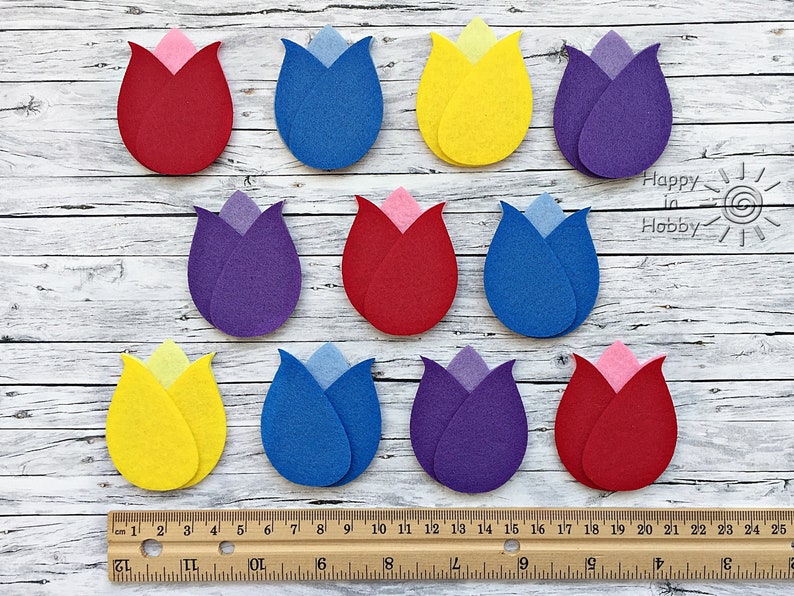 Felt Tulip Laser Cut felt flowers for Quiet book sewing and Etsy