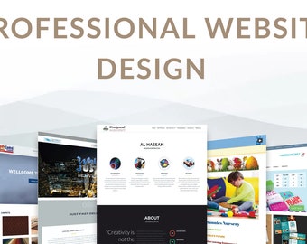 May include: A collage of website designs showcasing different styles and layouts. The designs feature a variety of colors, fonts, and images. The text "PROFESSIONAL WEBSITE DESIGN" is displayed at the top of the image.