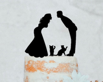 Torten Cake Topper Tortentopper Hochzeit Kuchen Katzen