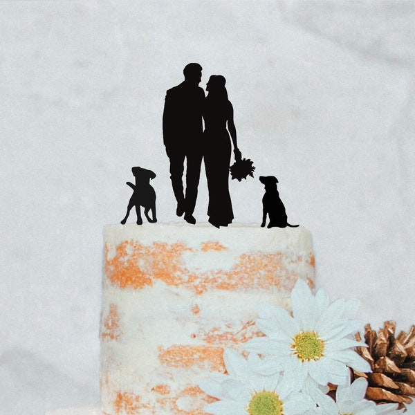 Cake Topper Caketopper Torten Tortentopper Kuchentopper Hochzeit Hochzeitstorte Brautpaar Hunde Tortenstecker Tortenfigur Tortendekoration