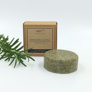 Rosemary & Nettle shampoo bar vegan cruelty free handcrafted SLS-free low waste plastic free travel essential oil image 1