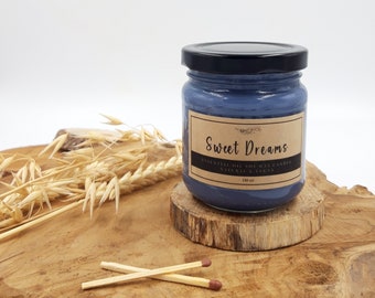 Sweet Dreams aromatherapie geurkaars • natuurlijk • vegan • etherische olie • edelsteen • cadeau • lavendel • amethist • kerst • duurzaam