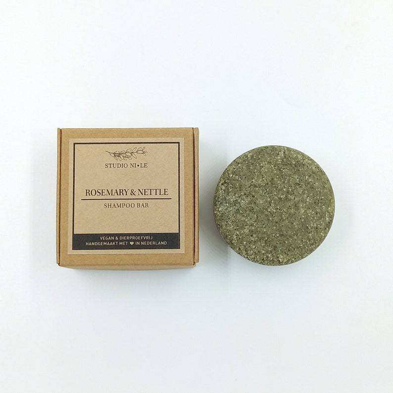 Rosemary & Nettle shampoo bar vegan cruelty free handcrafted SLS-free low waste plastic free travel essential oil image 2