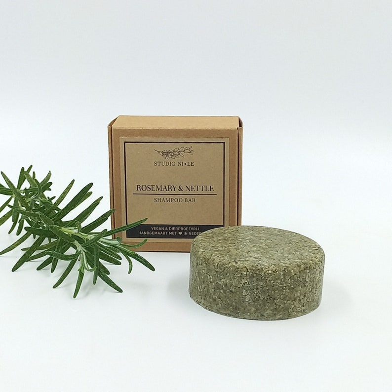 Rosemary & Nettle shampoo bar vegan cruelty free handcrafted SLS-free low waste plastic free travel essential oil image 1