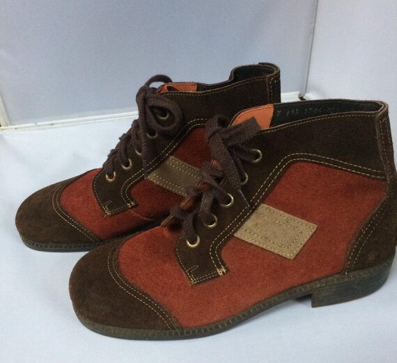 70's vintage deadstock shoes in orange and brown