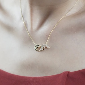 Gold Rainbow Necklace, Dainty Rainbow Necklace with Cloud and Sun, Weather Necklace, 925 Sterling Silver, Birthday Gift, gift for her