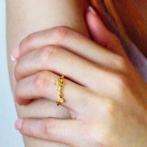 Taurus sign Constellation Ring, Sterling Silver Celestial Jewelry, Dainty adjustable Zodiac Taurus Ring, Taurus Birthday gift, Gift for her