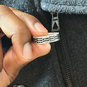 Sterling Silver Men Ring, Hand Crafted Mens Ring in Sizes, Geometric textured Oxidized Unisex Rings, Father Days Gift, Gift for him