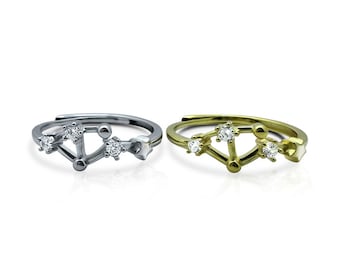 Anillo de Libra en plata de ley: joyería celestial ajustable