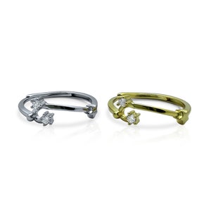 Sterling Silver Aries Zodiac Ring, Adjustable Dainty Astrology Ring, 18K Gold Plated Dainty Celestial Jewelry, Gift for her