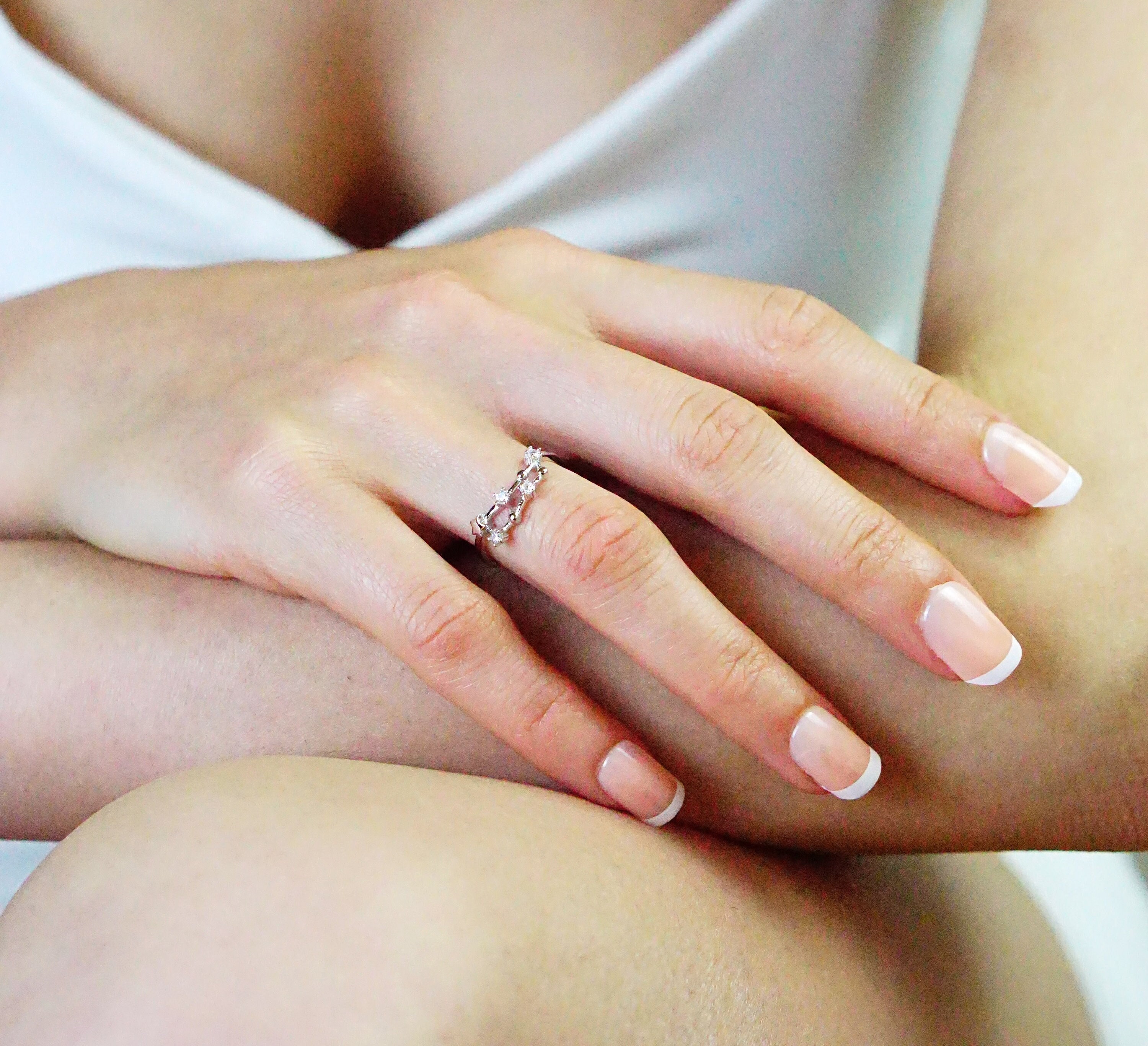Sterling Silver Capricorn Constellation Ring: Adjustable Zodiac Jewelry