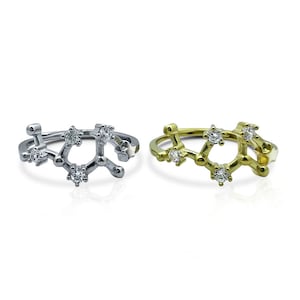Sagittarius Zodiac Ring, Sterling Silver Celestial Jewelry, Dainty adjustable Zodiac Rings in 18K Gold Plating, Gift for her